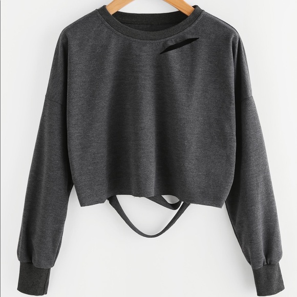 Distressed Cropped Sweater - Picture 1 of 4